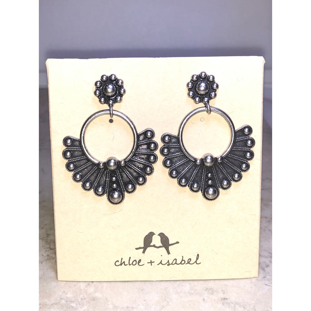 CHLOE + ISABEL silver-tone hoop fan earrings with beaded detail - E182